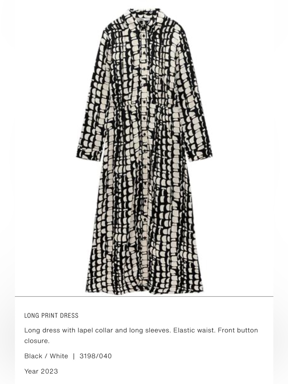 Zara Black and White Geometric Midi Dress